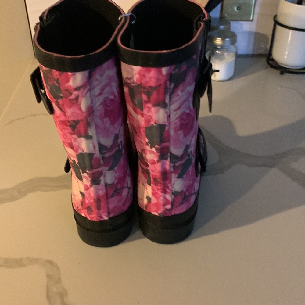 BearPaw Charlie Sz 6 Pink Gray Black Rain Boots - Picture 4 of 5